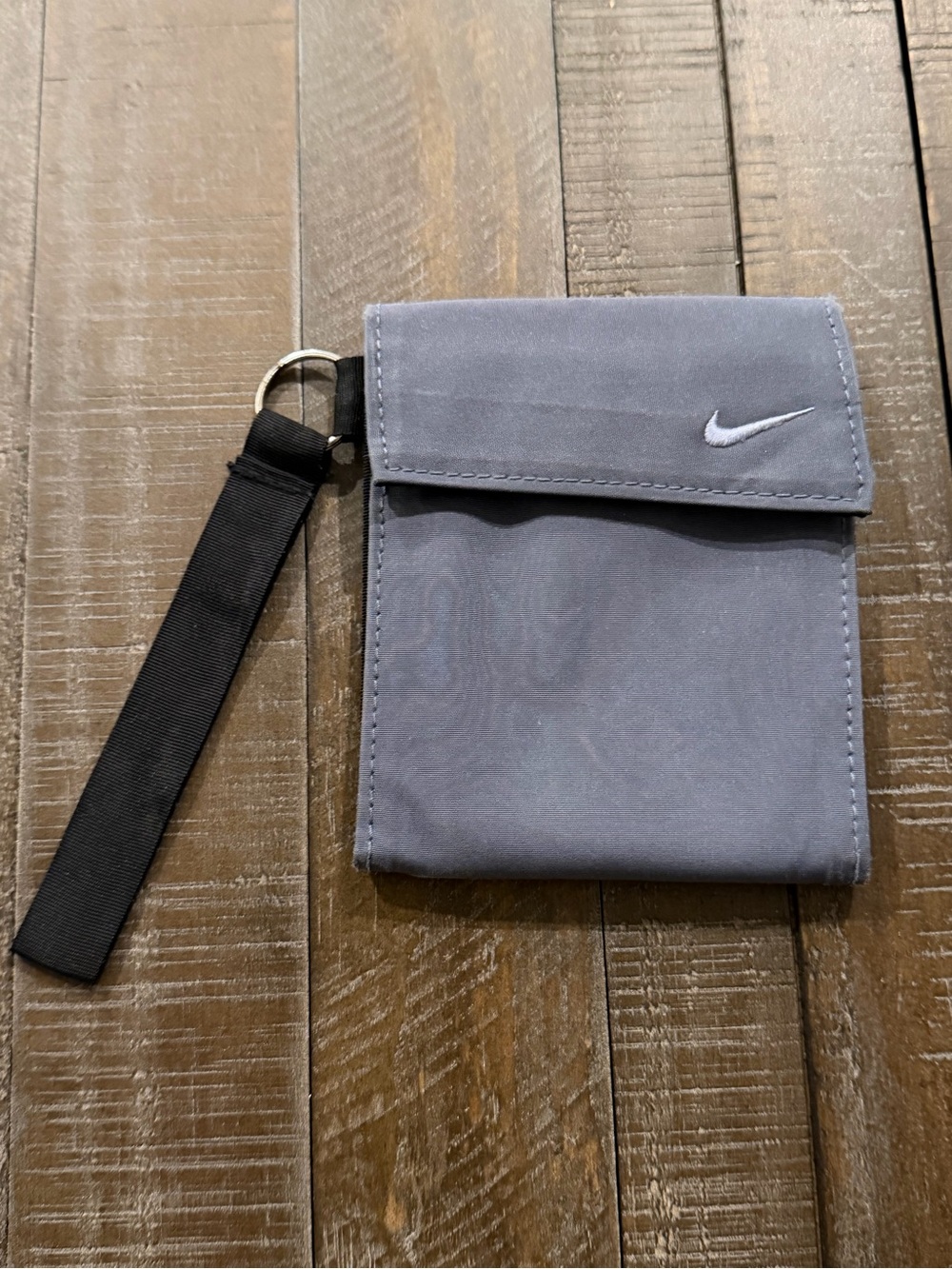 Nike Gray-Blue Wristlet Pouch with White Swoosh